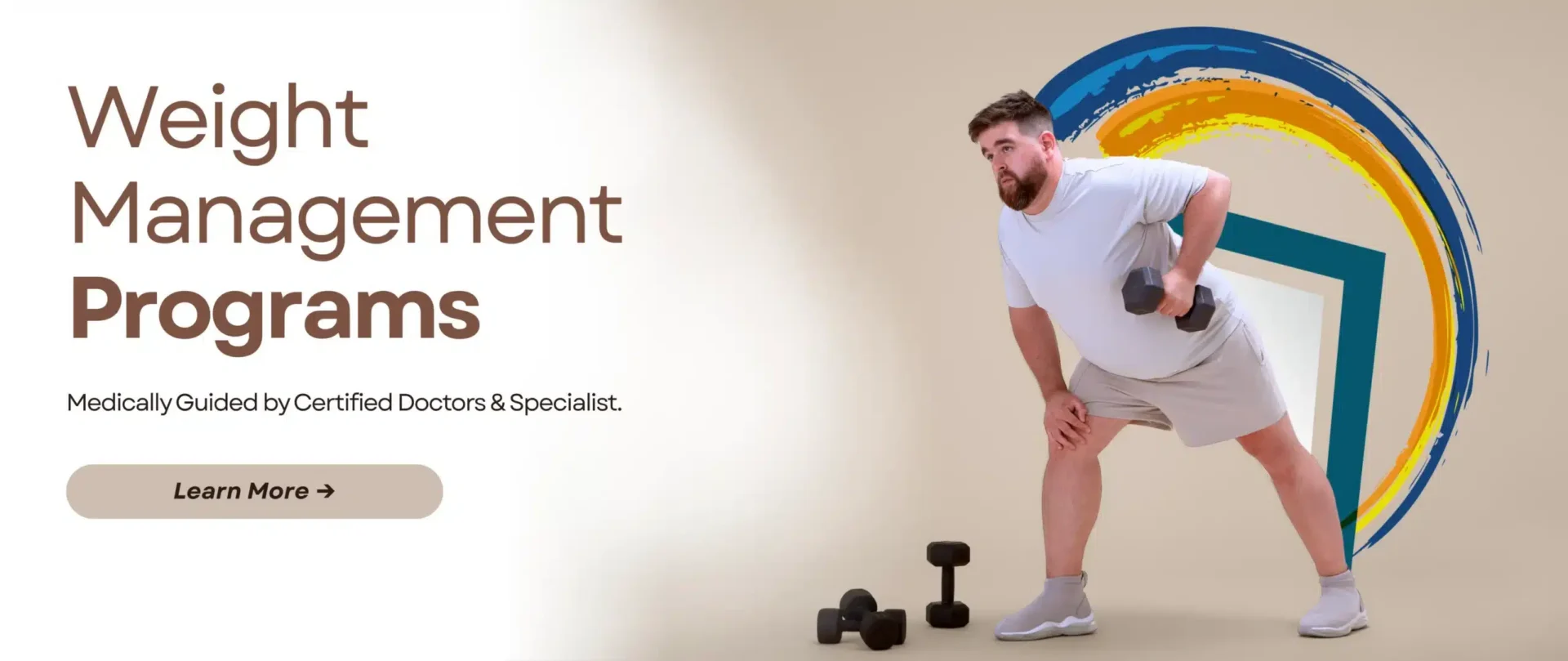 Weight management programme banner, medically guided by certified doctors